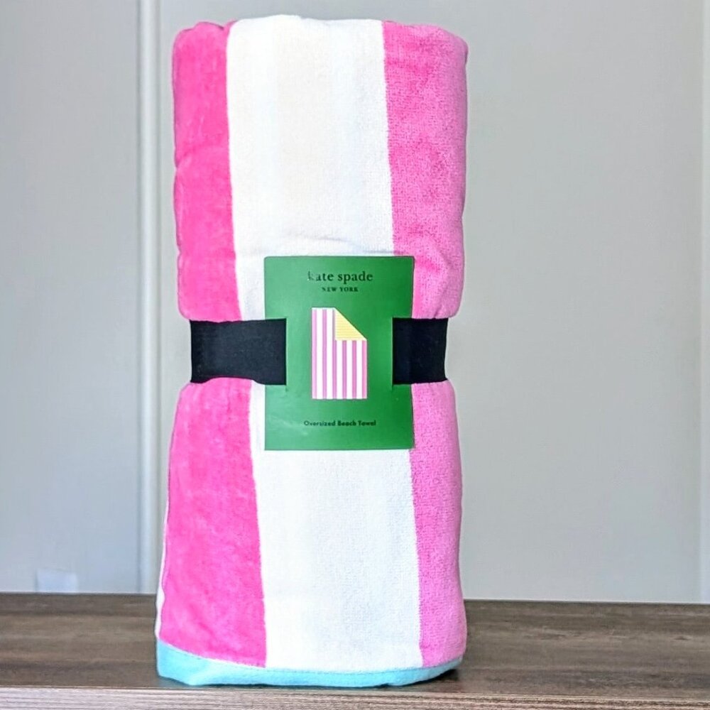 Kate Spade ♠️ New York Oversized Reversed Striped Beach Towel NWT